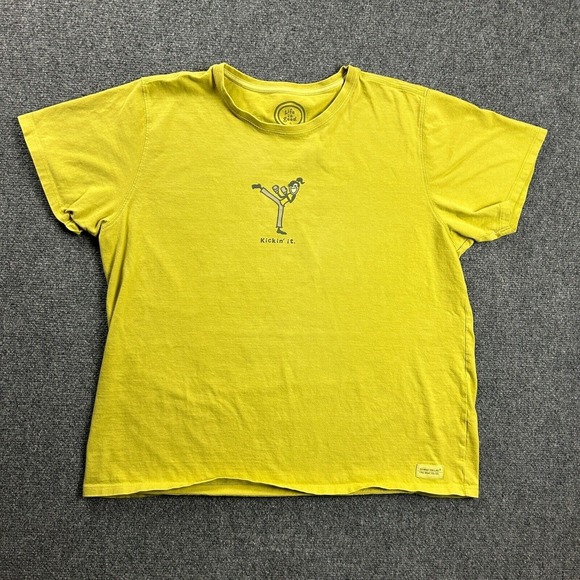 Life‎ is Good Shirt Womens Extra Large Yellow Graphic Relaxed Fit 100% Cotton - Picture 1 of 10